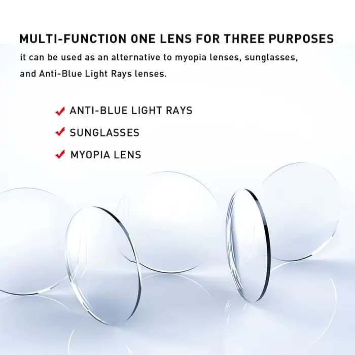 BLMUSA photochromique Anti lumière bleue série hypermétropie myopie lentille 1.56 1.61 1.67 1.74 Prescription CR-39 rési