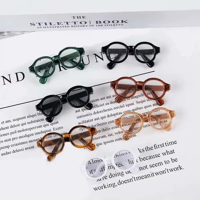 Mini lunettes à beurre multicolores, 4.5 cm/1.77 pouces, miniatures, monture ronde en plastique, accessoire jouet pour enfants