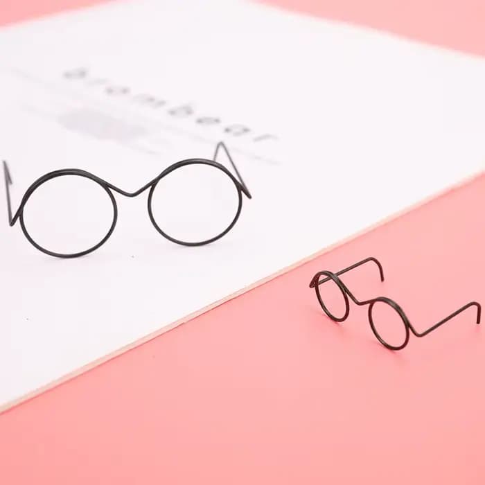 Lunettes de poupée mignonnes noires, monture ronde, sans verres, rétro, cool, accessoires pour poupées, environ 3.3cm/5.7cm, 2 pièces