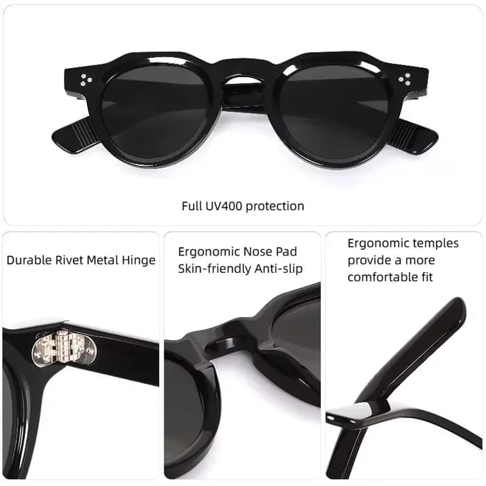 Mode Vintage Rivet Design femmes lunettes de soleil acétate hommes marque de luxe
