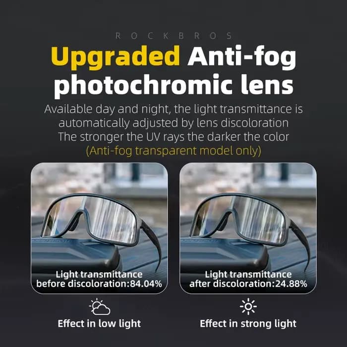 ROCKBROS lunettes photochromiques HD grand cadre lentille