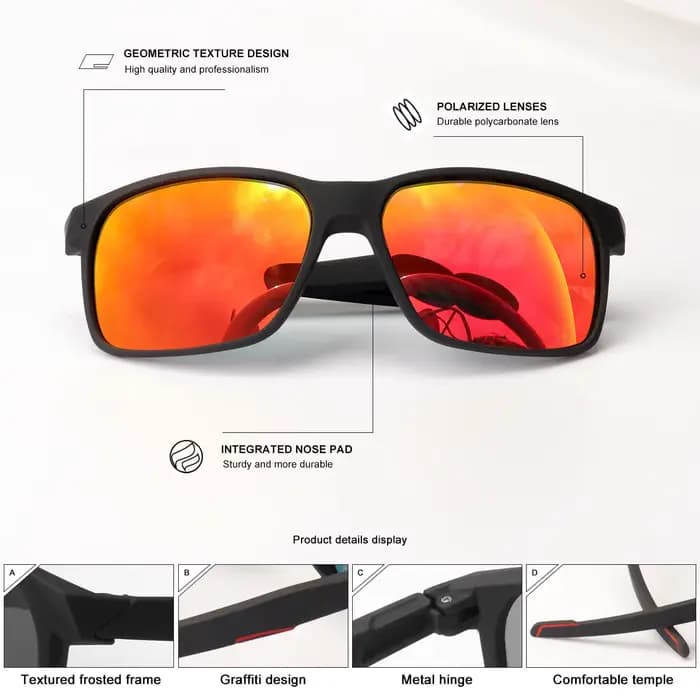 1 pièces/3 pièces lunettes de soleil polarisées carrées hommes femmes Film de couleur lentille