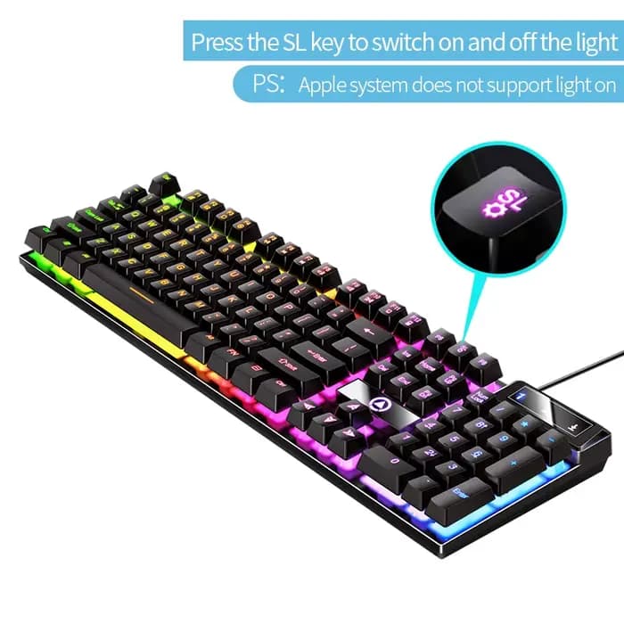 Clavier de jeu filaire USB, 104 touches compatibles avec ordinateur/ordinateur/PC Windows, conception ergonomique, accessoires de bureau et de jeu