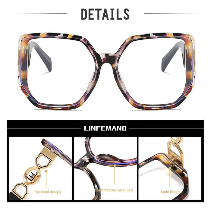 LINFEMAND – lunettes carrées surdimensionnées anti-lumière bleue