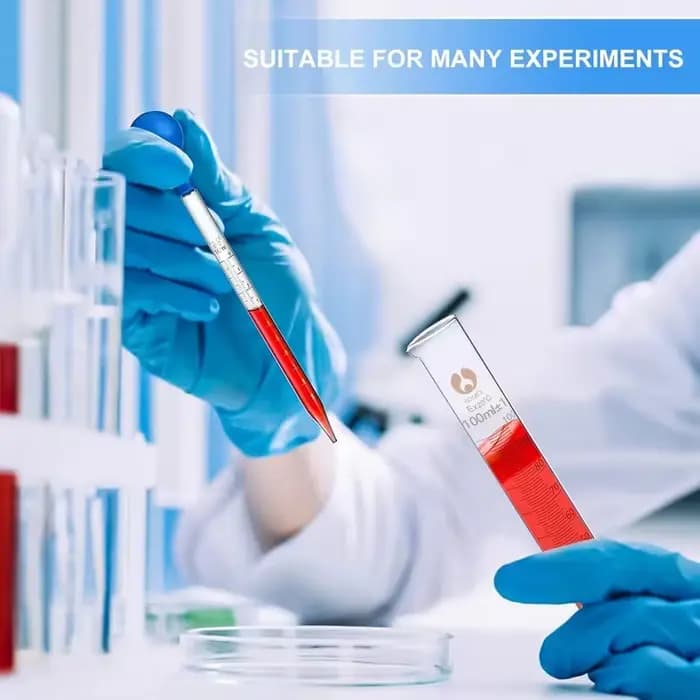 Un ensemble d'embouts compte-gouttes en verre, adapté au transfert de liquides et aux expériences scientifiques.