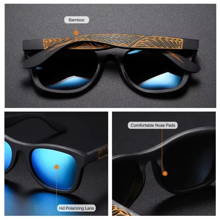 Lunettes de soleil GM faites à la main en bambou naturel pour femmes et hommes, lunettes de soleil polarisées vintage en bois de bambou S1610L