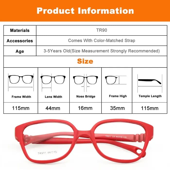 Monture de lunettes pour enfants avec sangle taille 44/15