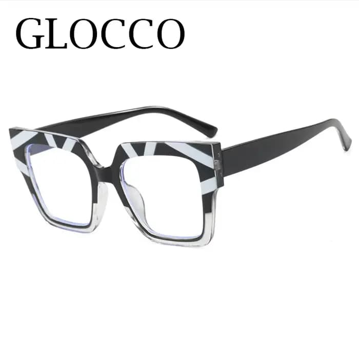 Lunettes de lecture carrées surdimensionnées à rayures noires et blanches pour hommes et femmes