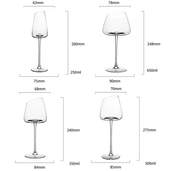 Verre à Vin Rouge Oblique à Longue Tige, Coupe, Outil de Cuisine, Champagne, Bordeaux, Cadeau de ixde Mariage