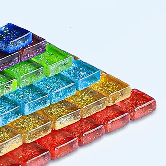 Poudre scintillante colorée carrée pour enfants, verre de cristal, pierres de mosaïque, bricolage fait à la main, accessoires de décoration créatifs, 50 pièces