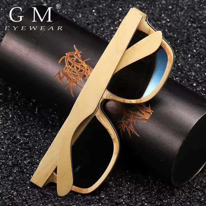 GM fait à la main rétro naturel Skateboard lunettes de soleil en bois hommes femmes miroir polarisé UV400