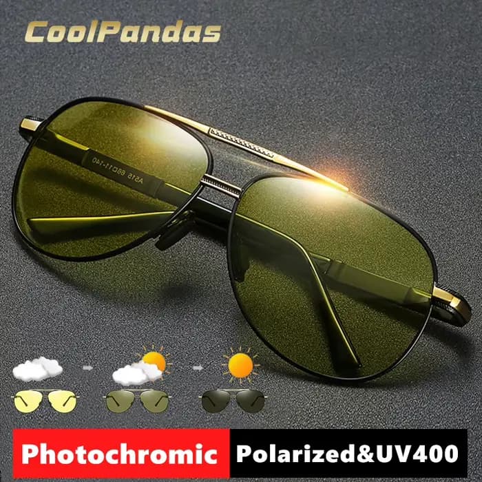 Lunettes de soleil pilote pour hommes lunettes polarisées photochromiques femmes caméléon lunettes de conduite lentille Anti-éblouissement UV400 gafas de sol hombre