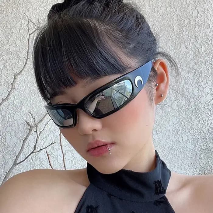 Lunettes de soleil rectangulaires pour hommes et femmes, lunettes de soleil punk, vintage, hip hop, extérieur, cyclisme, sport, lune, UV400, tendance féminine, nouveau, 2023