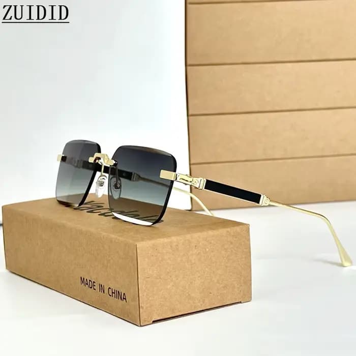 Lunettes de soleil carrées sans monture pour hommes et femmes