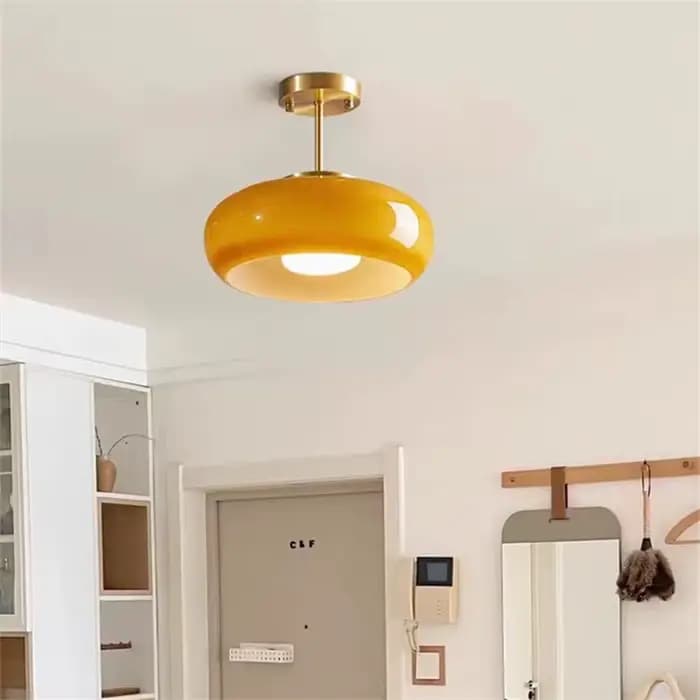 Lustre de plafond en verre orange vintage, lustre de salon facilement Kevin pour chambre à coucher, décor de restaurant, lampe de face de salle à manger française