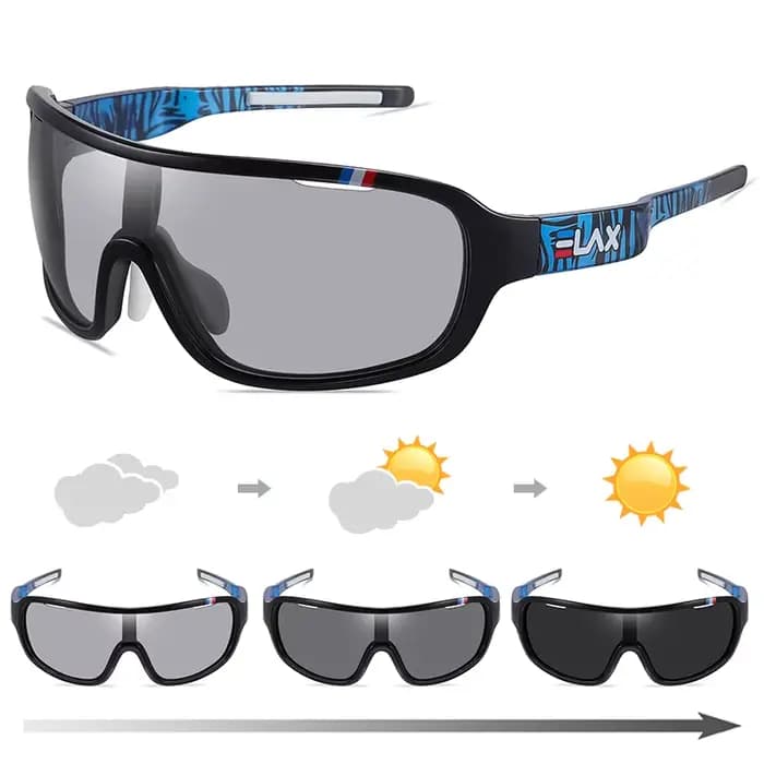 ELAX marque polarisé photochromique UV400 lunettes de cyclisme sur route en plein air sport