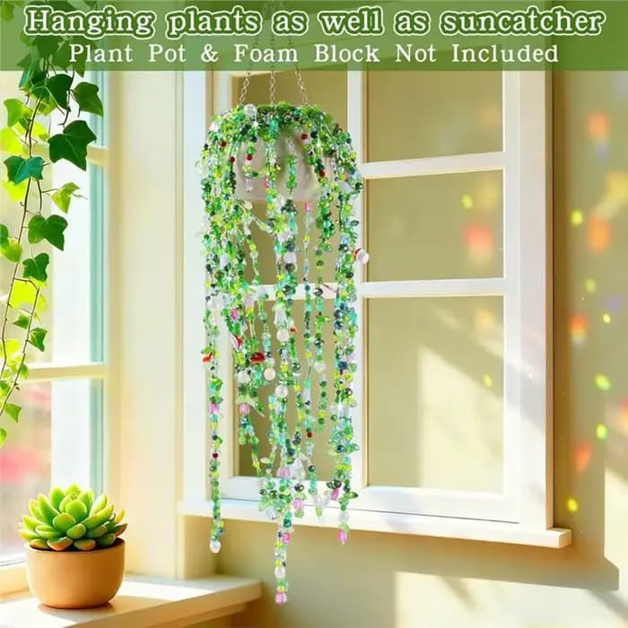 Kit de perles en verre vert BSEVB-5422 pour la création de plantes en perles