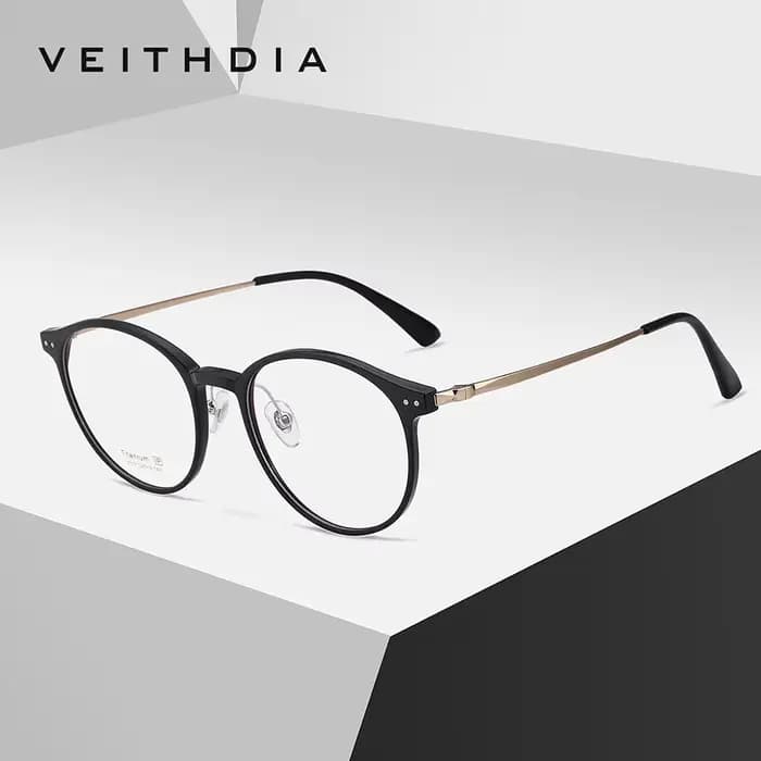 Lunettes optiques anti-lumière bleue de marque VEITHDIA, monture en titane TR90, anti-fatigue, pour lecture sur ordinateur, rondes, unisexes, E71F03