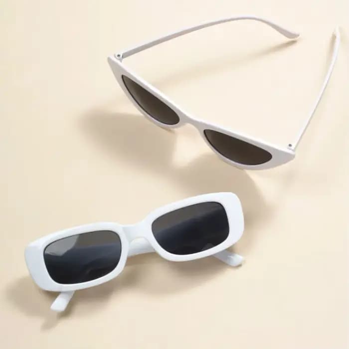 2 paires de lunettes de soleil carrées œil de chat roses pour femmes
