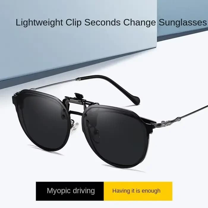 Hommes lentille polarisée rabattable pince sur lunettes de soleil femmes conduite