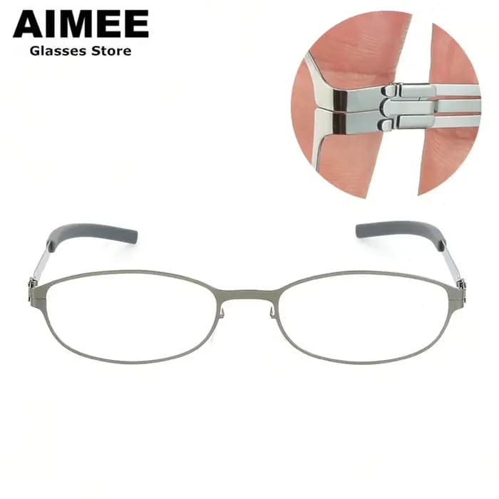 Allemagne marque sans vis ovale rond lunettes cadre femmes hommes ultraléger étroit mince