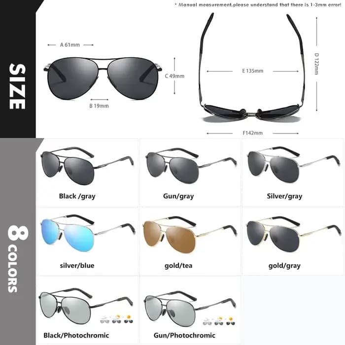 Lunettes d'aviation polarisées pour hommes et femmes