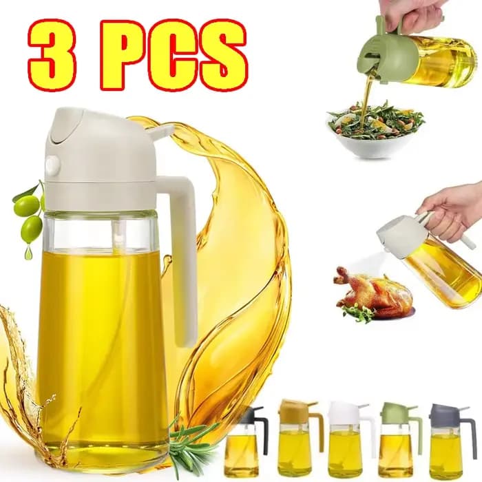 Bouteille d'huile en verre à double usage, vaporisateur d'huile de cuisine, vaporisateur d'huiles de cuisine, bouteille de pulvérisation d'huile étanche pour la maison