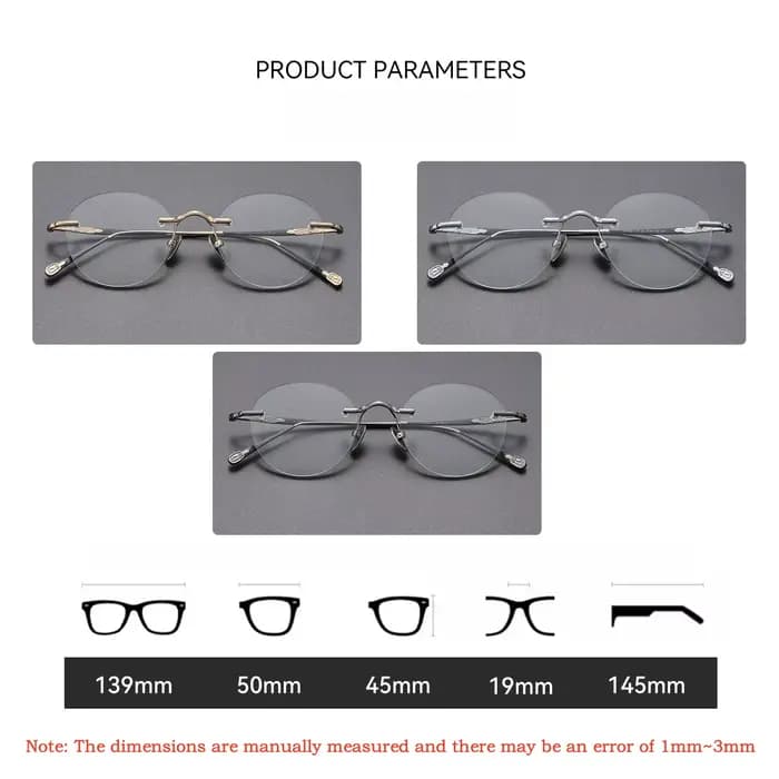 YIMARUILI Lunettes Rétro Rondes en Titane Sans Monture pour Hommes et Femmes