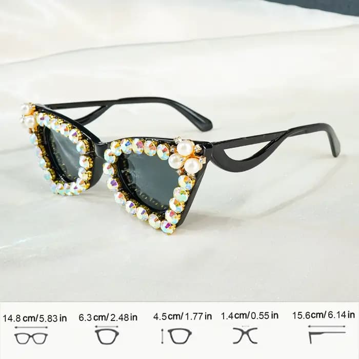 Lunettes œil de chat en strass scintillants pour femmes