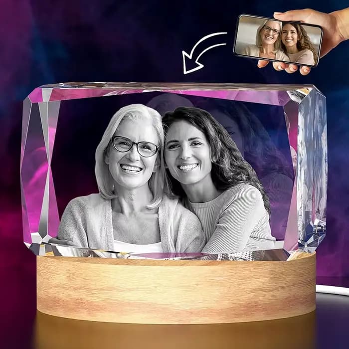 Photo en cristal 3D, cadeaux personnalisés pour femmes, épouses, hommes, maman, papa, elle, lui, cadeaux personnalisés pour la fête des mères, anniversaire, Noël