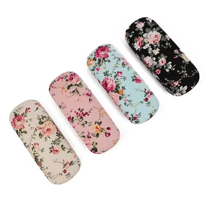 EOENKK – étui à lunettes de soleil rétro à fleurs, boîte à lunettes de lecture en tissu imprimé, protection rigide pour lunettes, étui de rangement pour lunettes optiques pour femmes