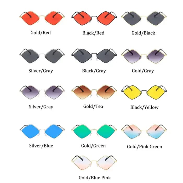 Hipster polygone femmes lunettes de soleil irrégulière Vintage petit cadre losange dames