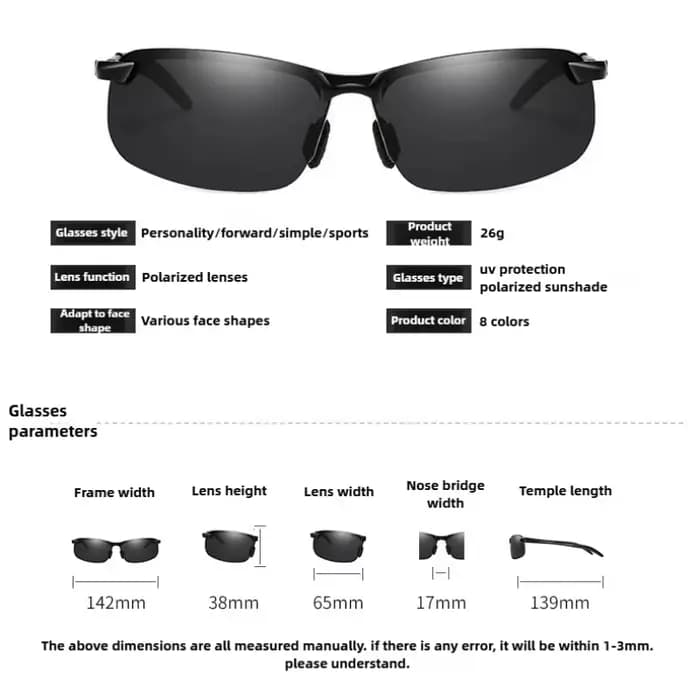 Lunettes de soleil polarisées intelligentes photochromiques jour et nuit pour homme et femme