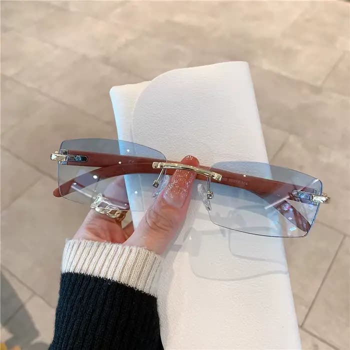KAMMPT lunettes de soleil sans monture pour hommes femmes motif en bois marque de luxe rétro
