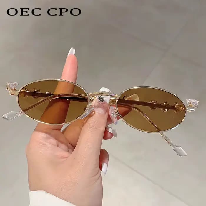 Lunettes de soleil ovales en diamant pour femmes