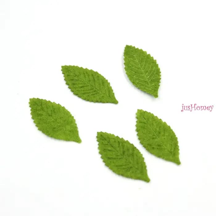 Feuilles vertes en feutre de laine pour bricolage, appliques en forme de cuir chevelu, fournitures de couture, accessoires d'artisanat, Noël, 30mm * 15mm, 100 pièces