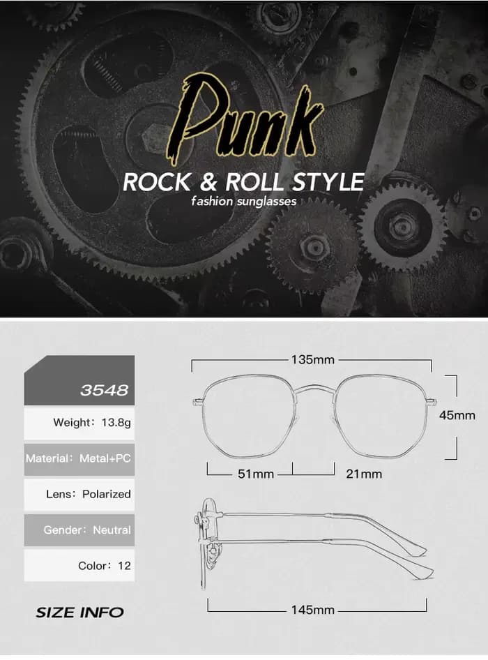 Lunettes de soleil polarisées hexagonales pour hommes et femmes