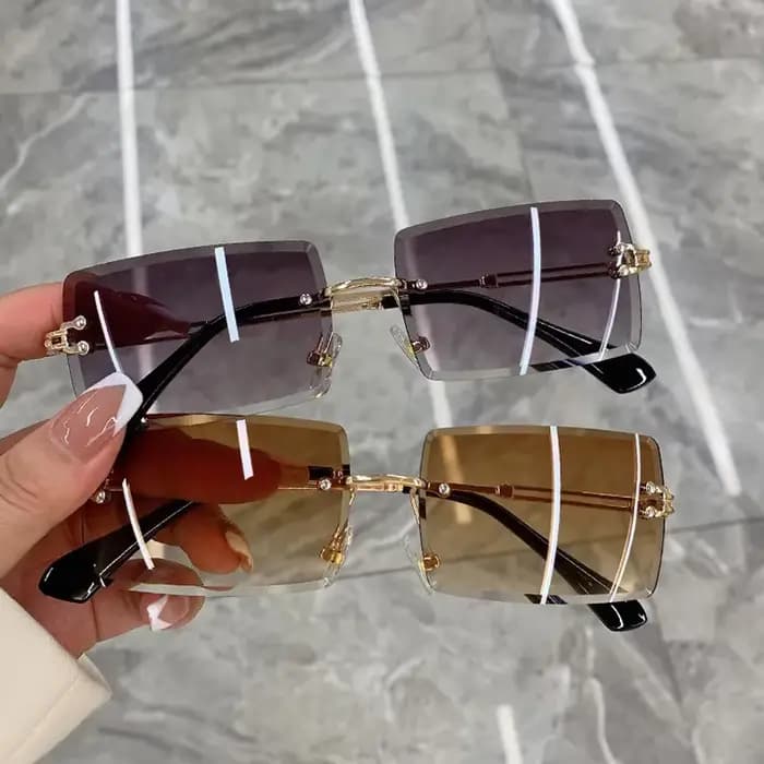 Lunettes de soleil rectangulaires sans monture pour femmes