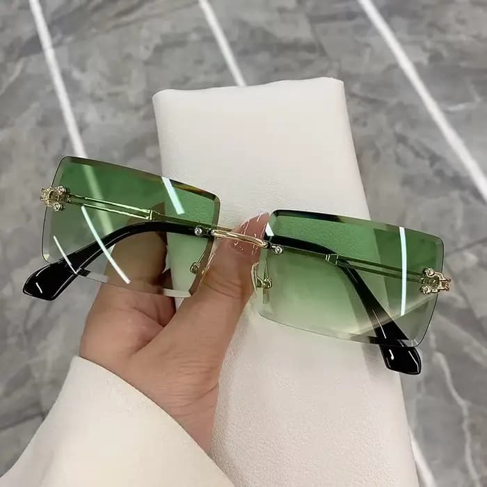 Lunettes de soleil rectangulaires sans monture pour femmes