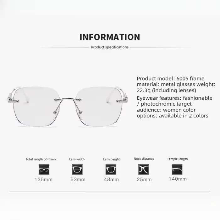 Lunettes tendance sans monture, ultra-légères, de forme carrée, à bords coupés, anti-lumière bleue, lunettes ultra-légères unisexes