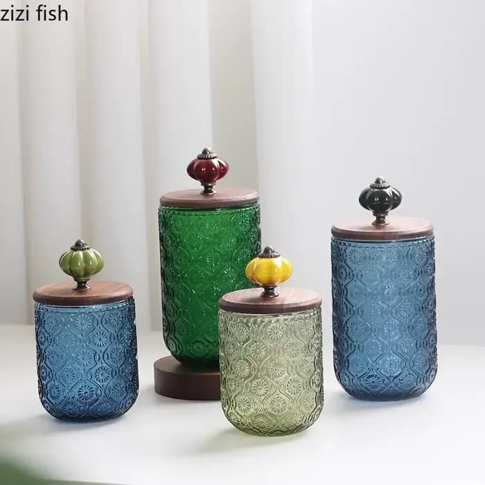 Pot de rangement en verre, pot de coton-tige, bouteille de rangement, porte-cure-dents, boîte de rangement, organisateur de bureau, porte-stylo, pots scellés