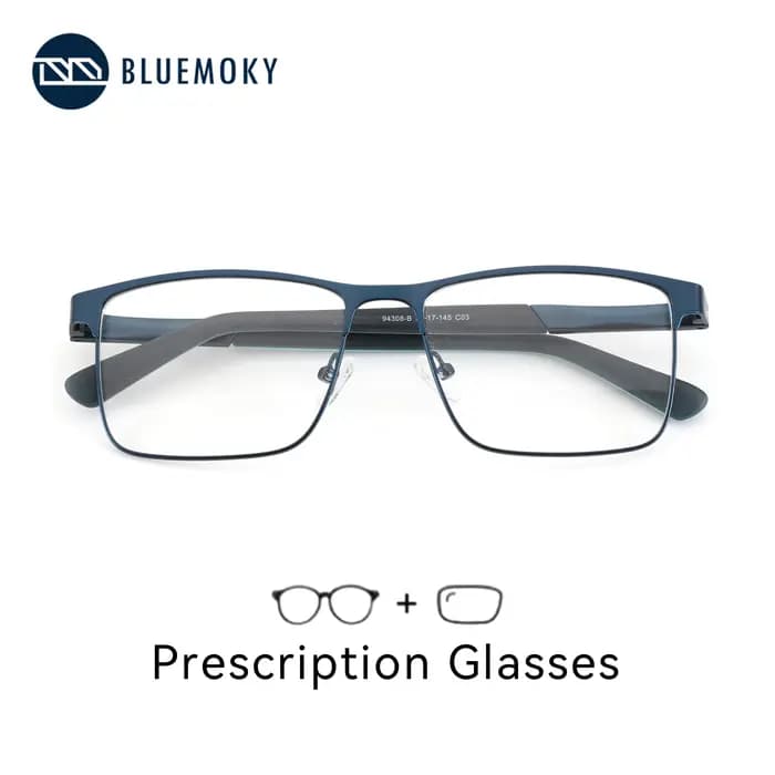 BLUEMOKY XL taille élégant Double pont métal lunettes de Prescription pour hommes carré photochromique multifocal lunettes optiques