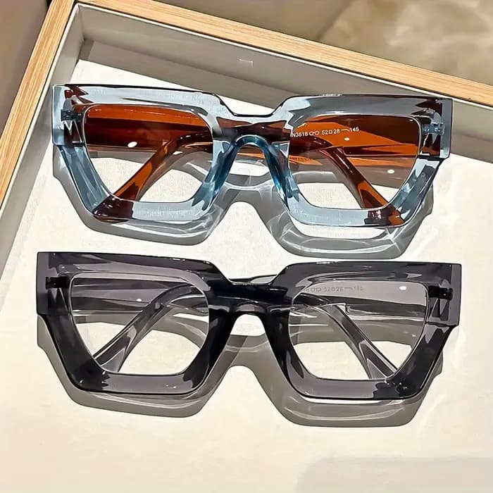 Lunettes surdimensionnées Y2K à verres transparents avec monture imprimée léopard