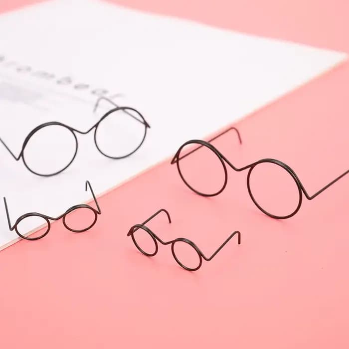 TH 2 paires de lunettes de poupée mignonnes noires, monture ronde, sans verres, style rétro, pour accessoires de poupée, environ 3,3 cm/5,7 cm