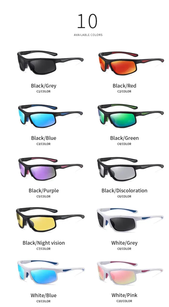 Lunettes de soleil de sport polarisées pour hommes et femmes, changement de couleur, Vision nocturne, cyclisme, vent