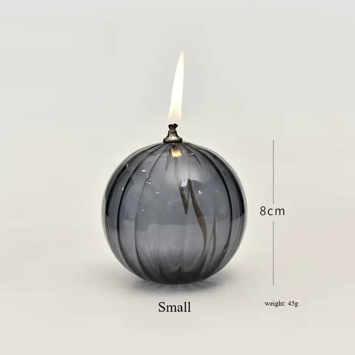 Lampe à huile sphérique en verre, sans fumée, avec récipient en verre translucide, style moderne, pour table à manger, salon de thé, chambre à coucher, décoration de mariage