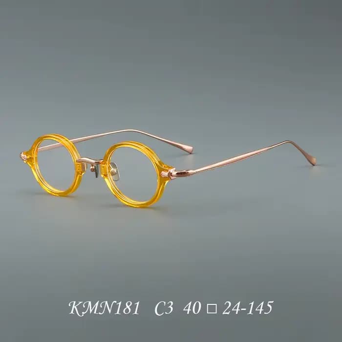 Classique rétro petit rond écaille de tortue acétate myopie lunettes cadre hommes femmes Mini ovale Transparent Orange