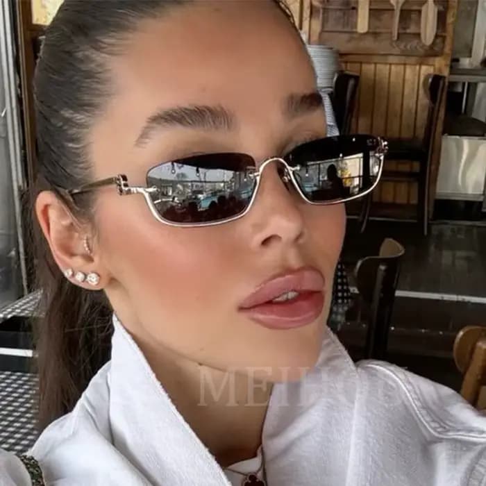 Lunettes de soleil carrées demi-monture pour femmes