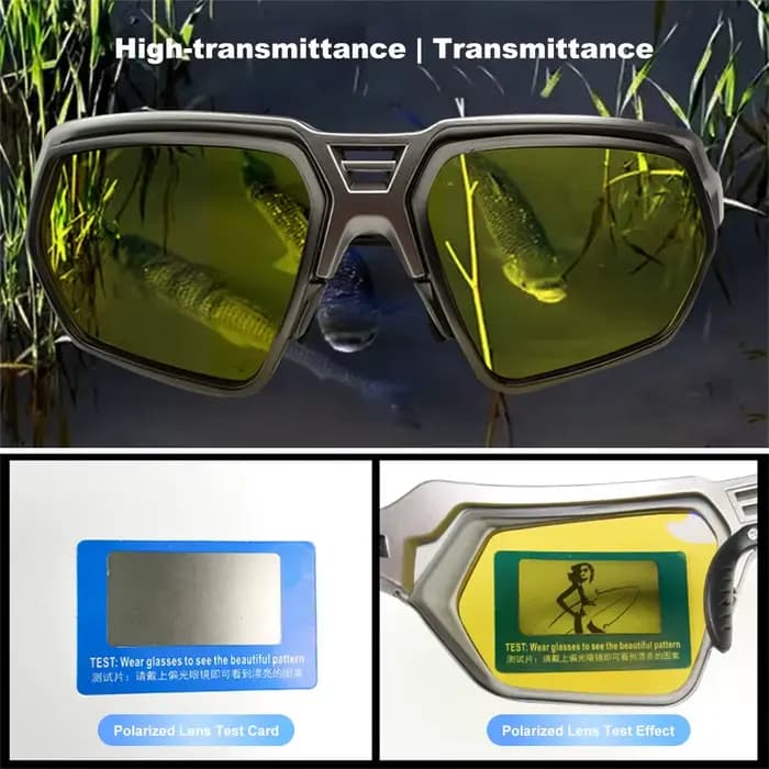 Lunettes de soleil de pêche polarisées 99% UV400-lentille HD antireflet pour la conduite/pêche au leurre revêtement miroir bleu et cadre léger