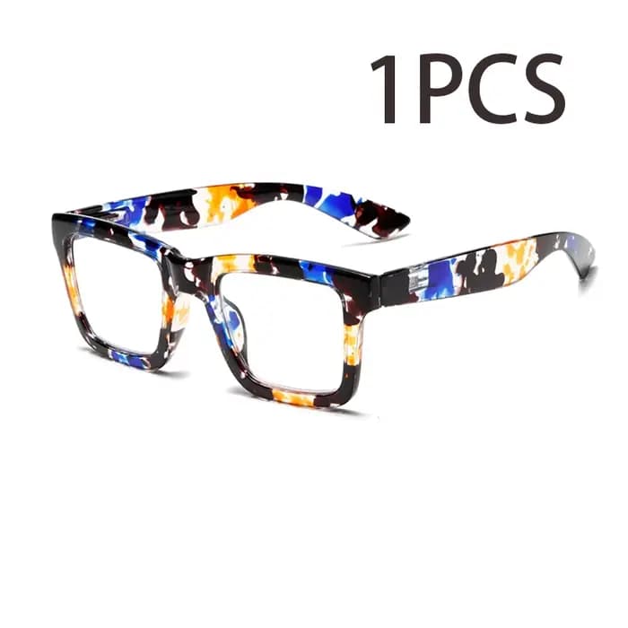 1 paire de lunettes de lecture élégantes et confortables à monture large, anti-lumière bleue, adaptées aux hommes et aux femmes